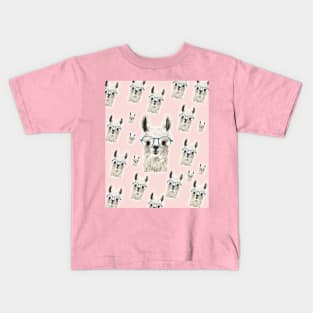 Pattern Eyeglass Llama Kids T-Shirt